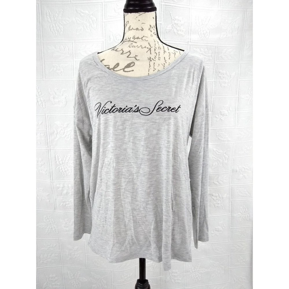 Victoria's Secret Gray embroidered long sleeves top with open back detail size L